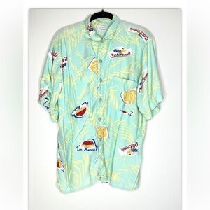 Benetton Mens Button Up Hawaiian Shirt Italy California Haiti Cotton vintage